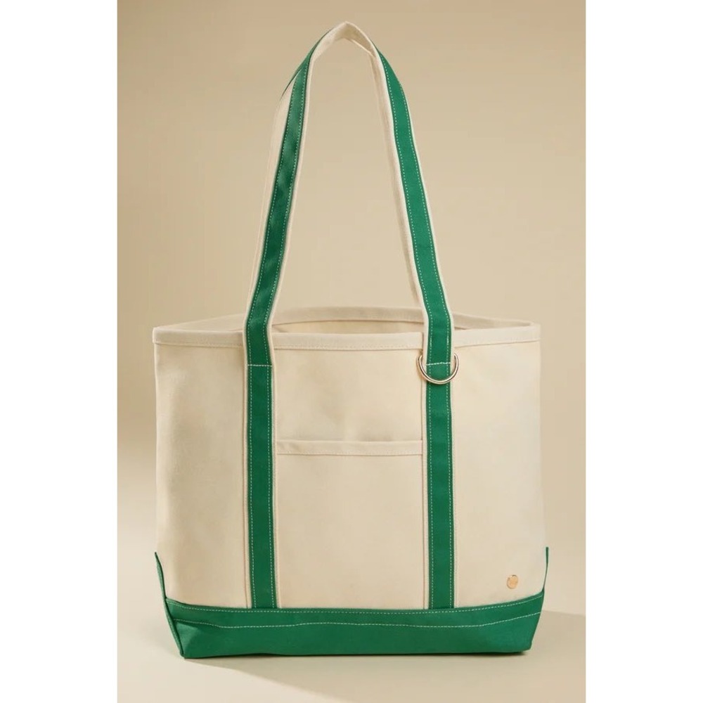Altar'd State Signature Canvas Tote Bag Cream Green Large Organizer NWT